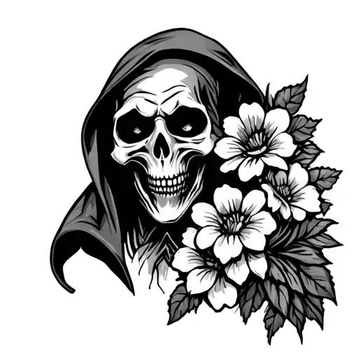 Scary Grim Reaper With Flowers