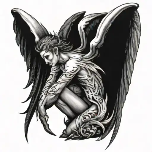 Fallen Angel With Devil Wings