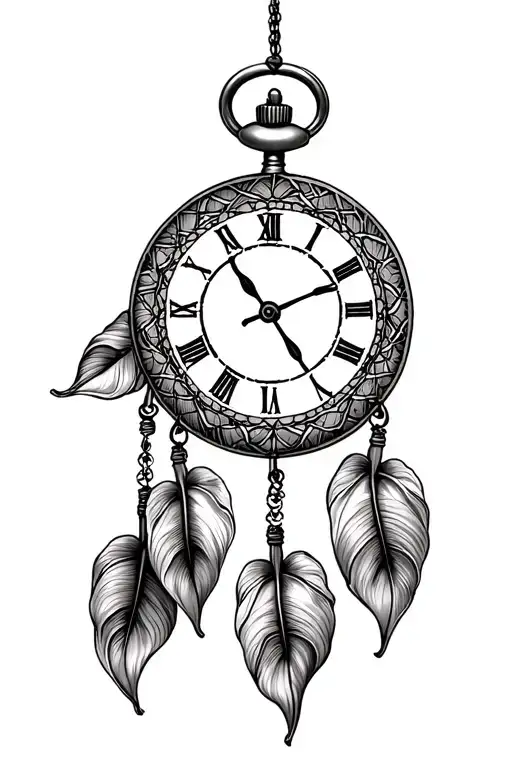 Native American Dreamcatcher 3 Calla Lillies Pocket Watch