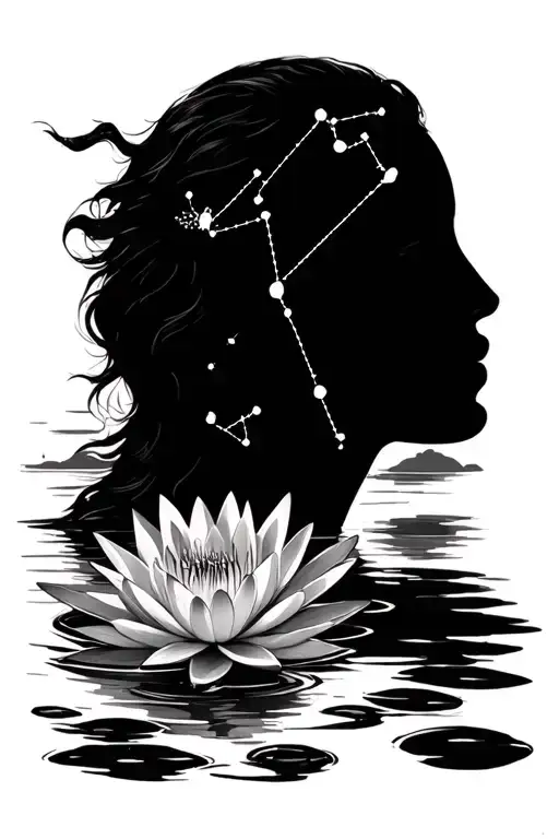 Sagittarius Constellation With Water Lily