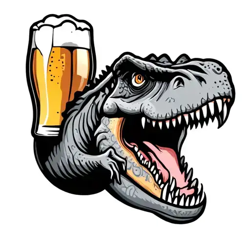 Cartoon Trex With Beer