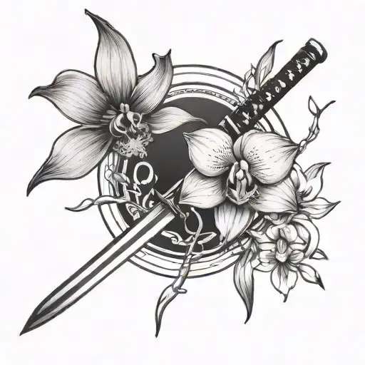 Katana Next To One Orchid