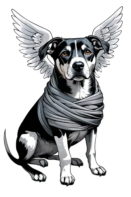 Dog With Wings Wrapped