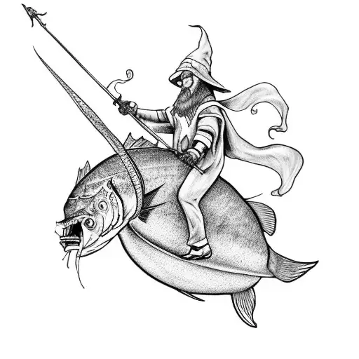 Wizard Riding A Fish