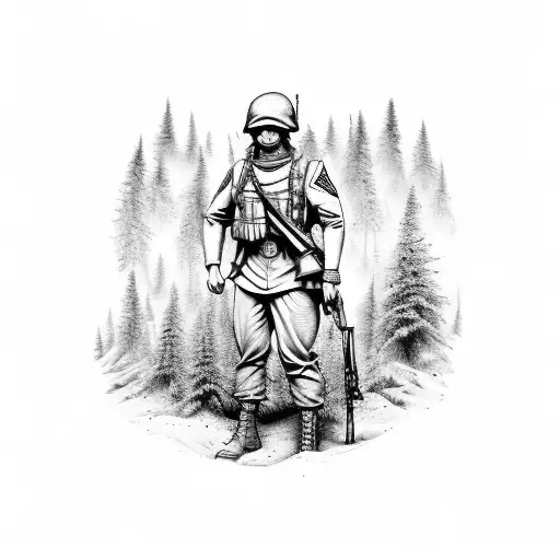 Soldier In Forest