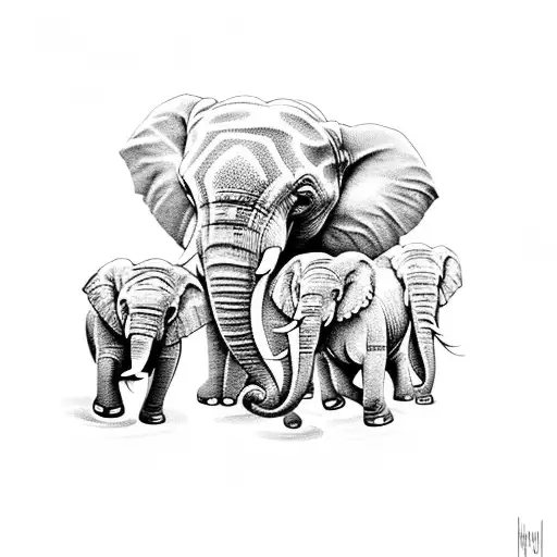 Three Elephants With Floral