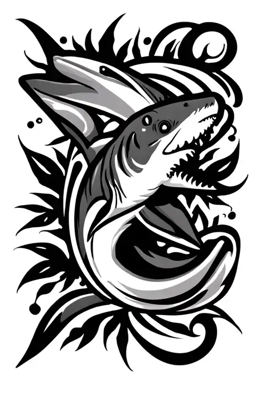 Hawaii Tribal Tattoo Featuring Small Shark
