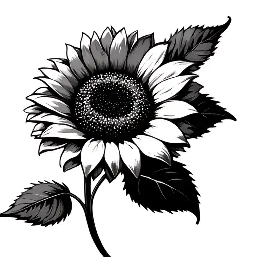Black White Sunflower
