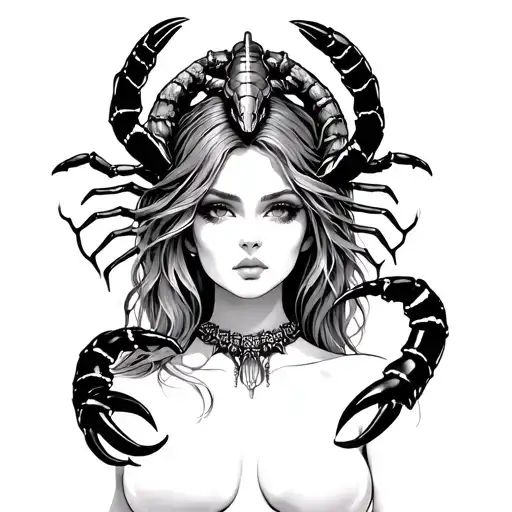 Lady With Scorpion Head Piece
