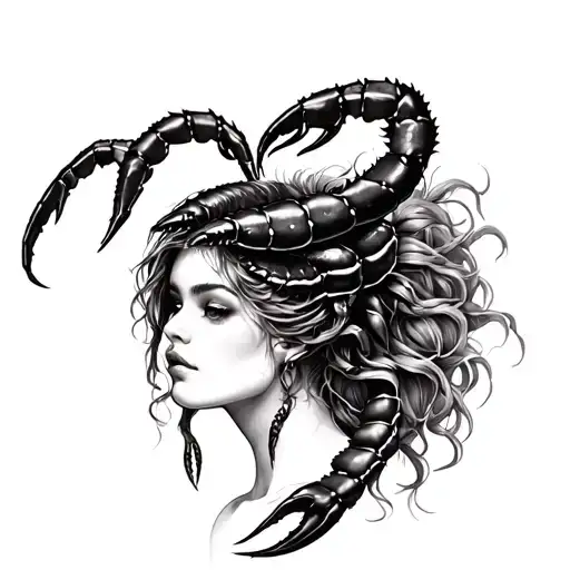 Lady With Scorpion Head Piece Realistic