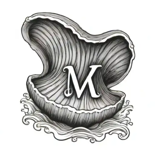 Clam Shell With Letters M And K Initial