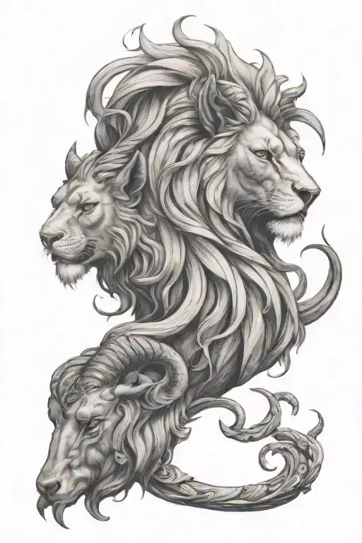 A Lion Head And Goat Head