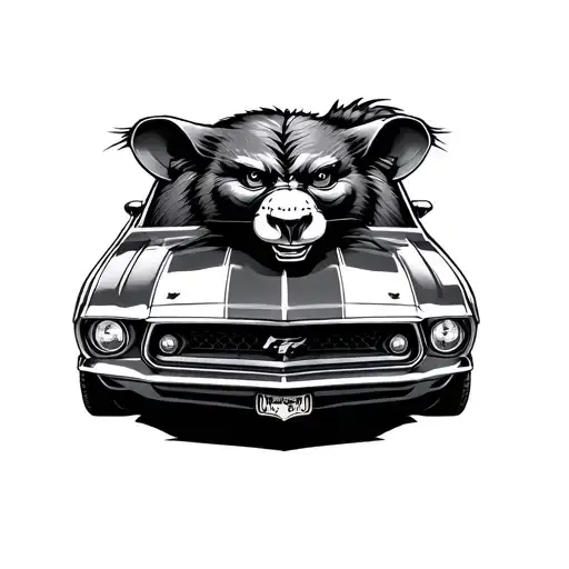 Mustang Car With Tasmanian Devil On Hood