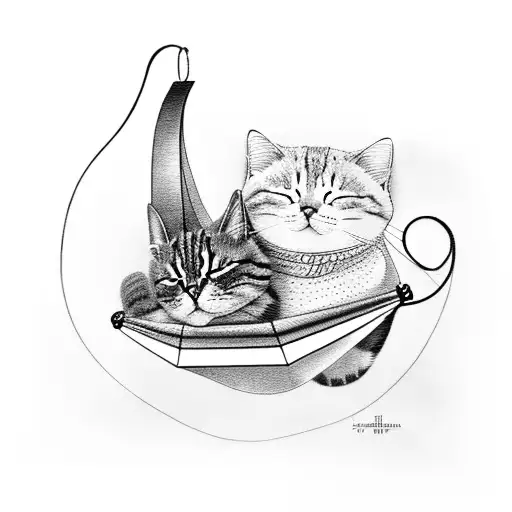 Sleeping Cat On Hammock