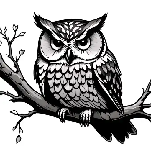 Owl On Branch