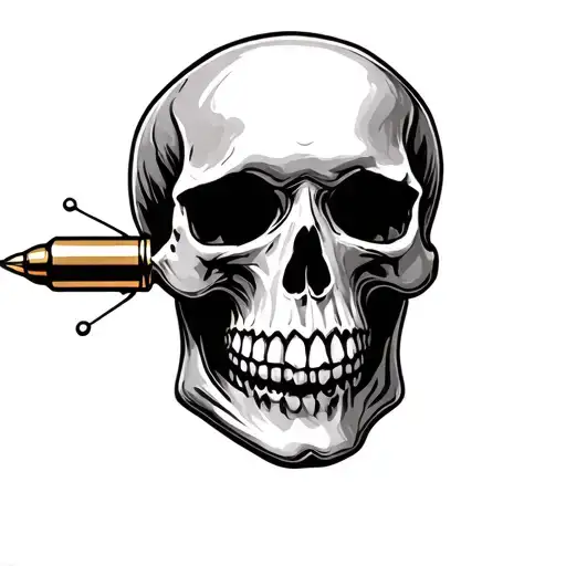 A Skull With A Bullet Going Through It