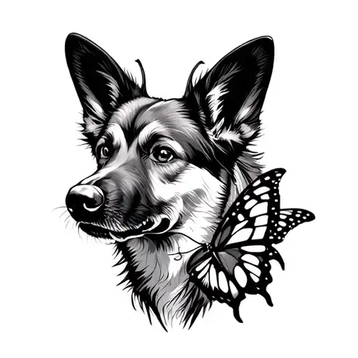 Wild Dog With A Butterfly
