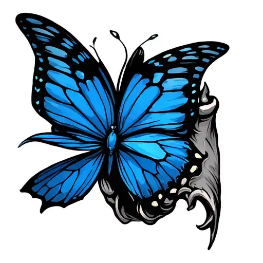 Dog Claw With A Blue Butterfly Flying