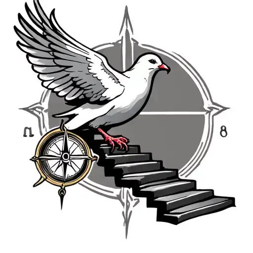 Dove With Staircase And Compass
