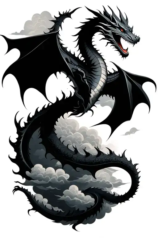 Dragon In Clouds Floating