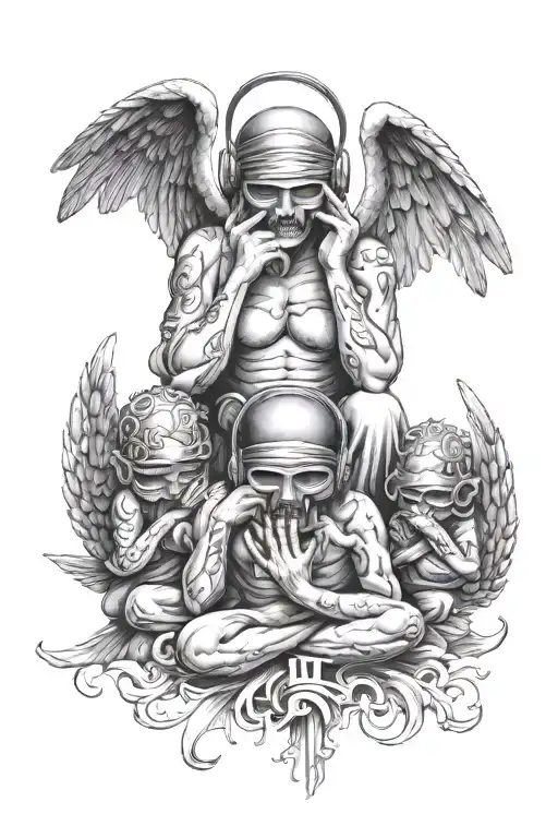 Speak Hear See Speak No Evil Blindfolded Angel