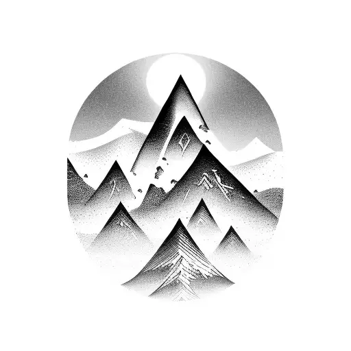 A Minimalist Wave Design With A Mountain Peak Forming The Crest Of The Wave