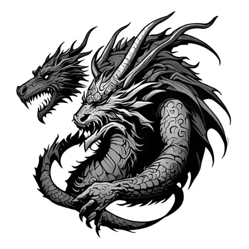 Viking With Dragon Surrounded