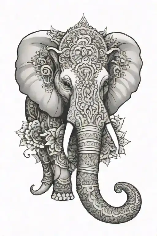 Elephant Head Mandala Design Combining Elements