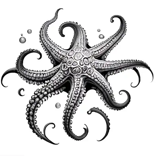 Star Fish With Tentacles To The Center