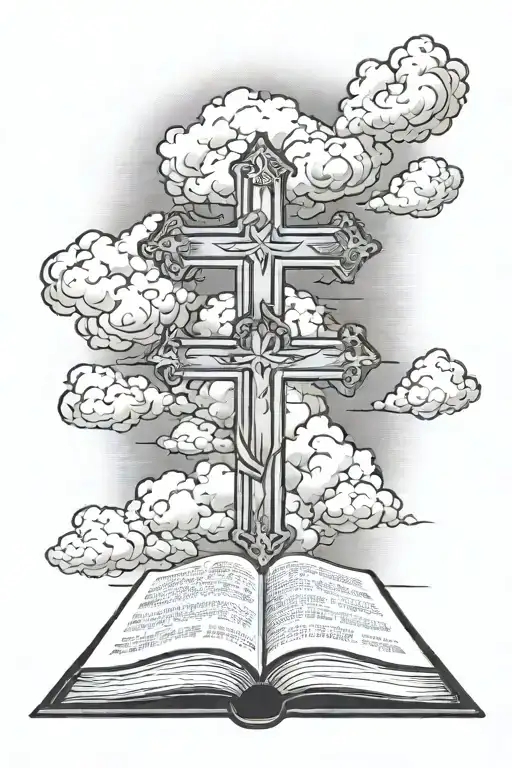 Cross And Bible Verse With Clouds