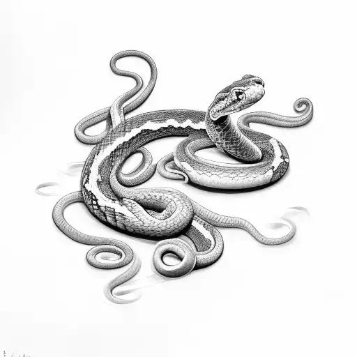 A Snake Coiled Around A Blooming Vine