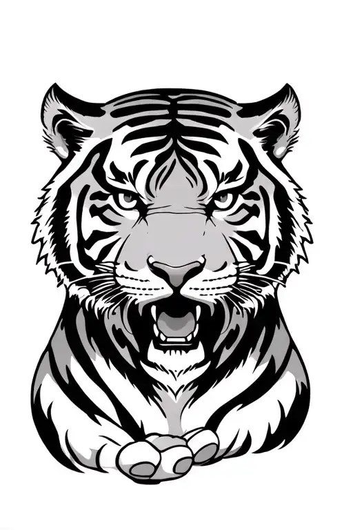 Tiger Head Tattoo Holding