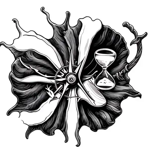 Nautilus Shell With A Compass And An Hourglass