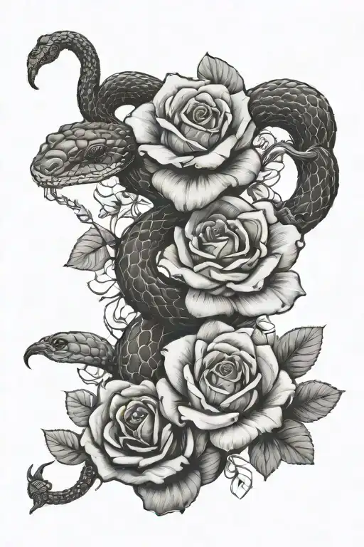 Snake Roses Forget Me Not Flower Intertwined