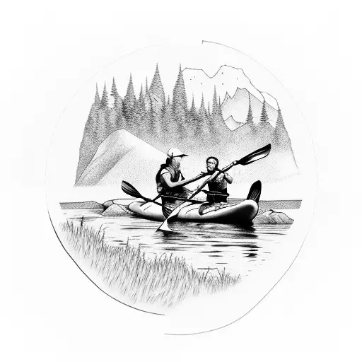 Kayaker Navigating Through Mountain Peaks Disc Golfing