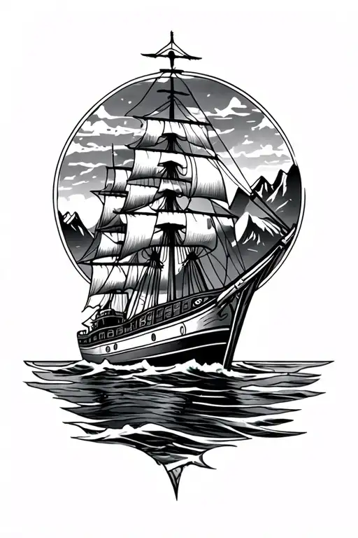 Nautical Arm Sleeve With Mountains In The Background