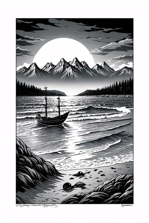 Nautical Beach Theme Arm Sleeve With Vermont Mountains In The Background