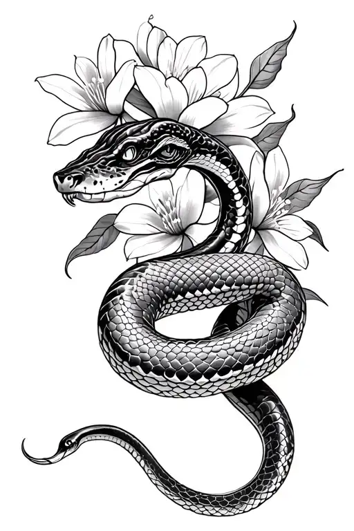 Snake And Flowers