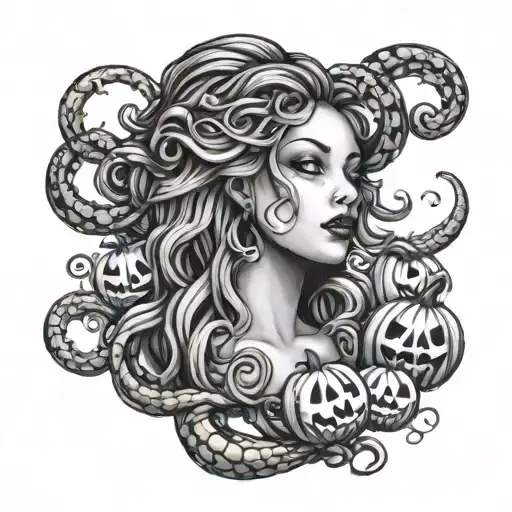 Medusa With Wicked Pumpkins For Her Hair
