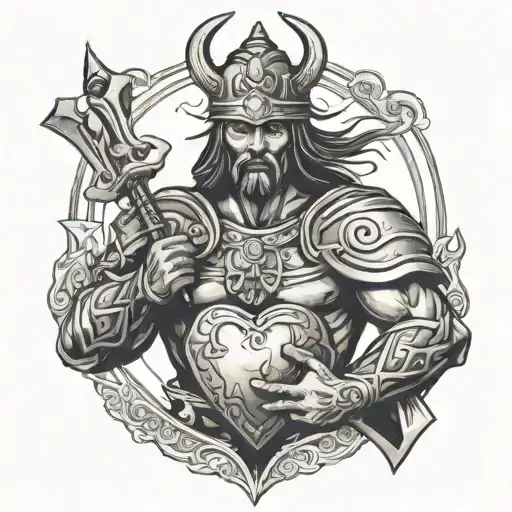 Ancient Warrior Holding A Heart Symbolizing Love