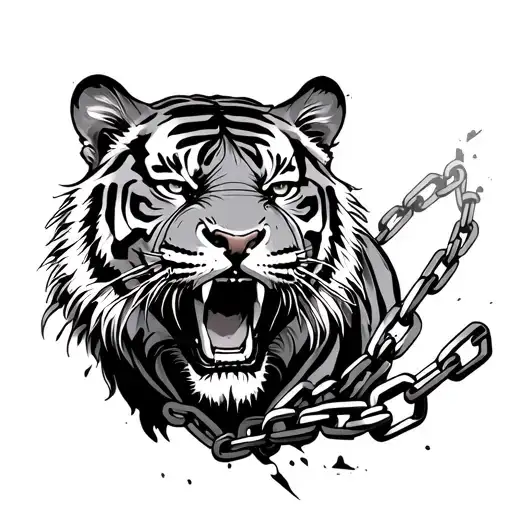 Tiger Breaking Metal Chain