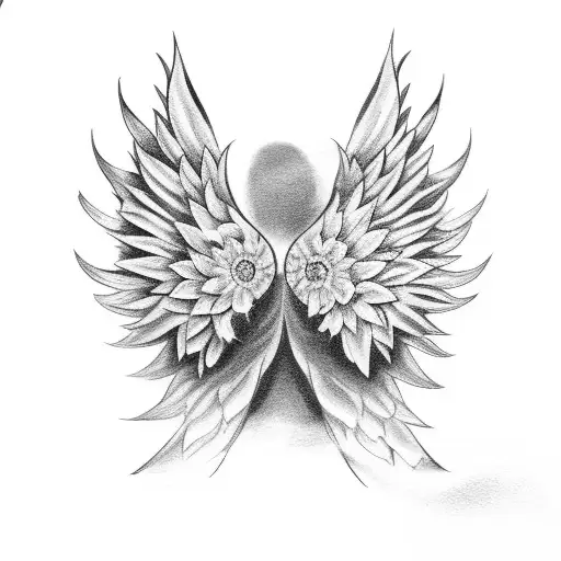 Angel Wings And Sunflowers