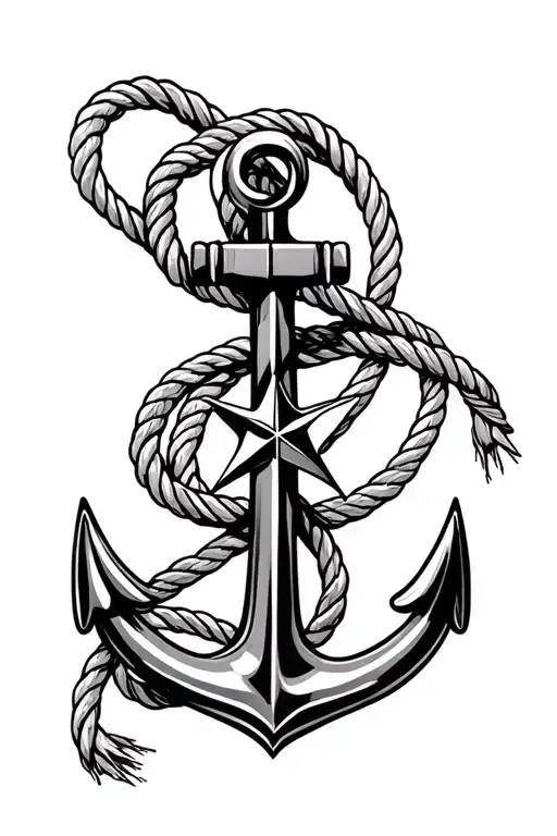 Anchor Compass And Rope Intertwined