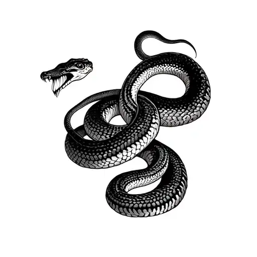 The Snake Wraps His Arm From The Elbow To The Shoulder To The Elbow