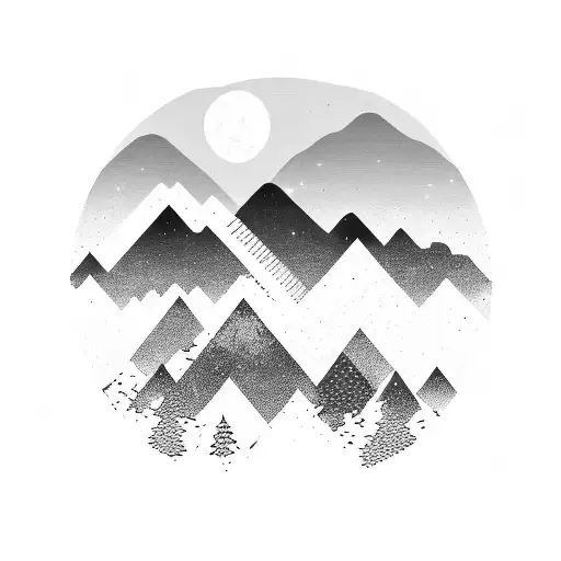 A Skyline Silhouette Of A Cityscape Merging With A Mountain Range