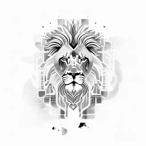 Abstract Lion Composed Of Zodiac Symbols