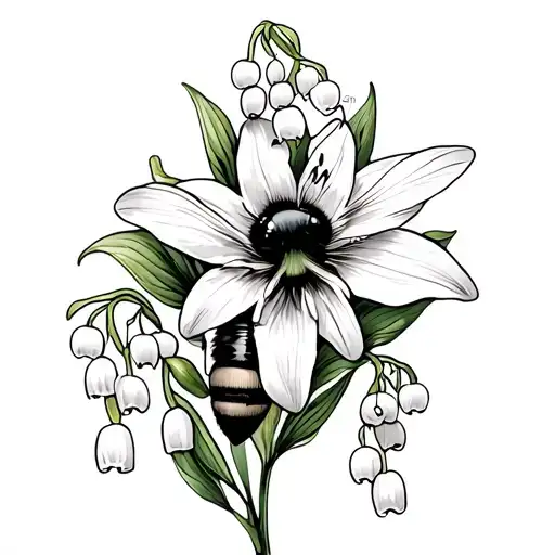 Honeybee With Lily Of The Valley Flower