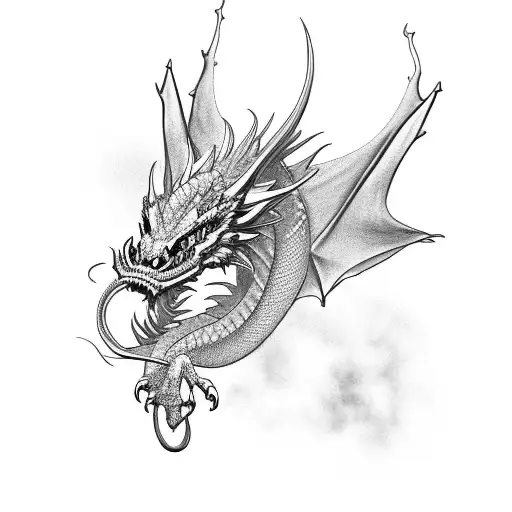 Dragon Front View Open Wings