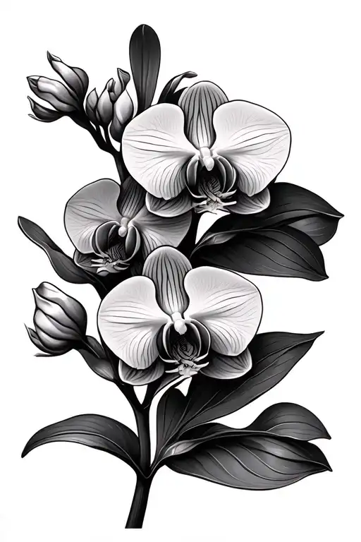 Orchid Flowers On Stem