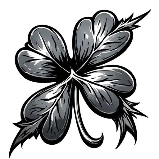 5 Leaf Clover With Berserk Anime Symbol Incorporated